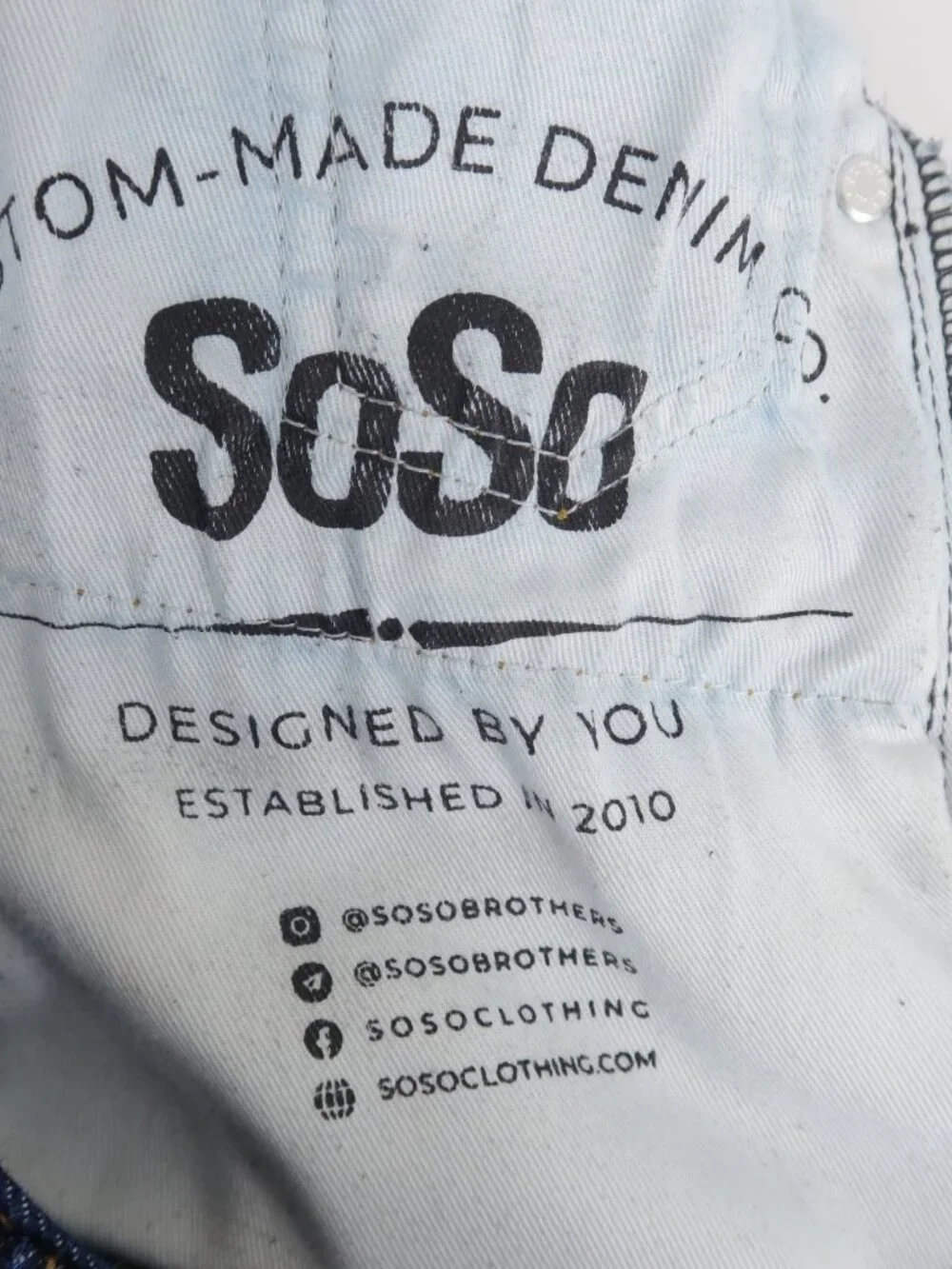 Soso Jeans Mens 31 Blue Selvedge Raw Denim Skinny Fit Custom Made Dark Wash